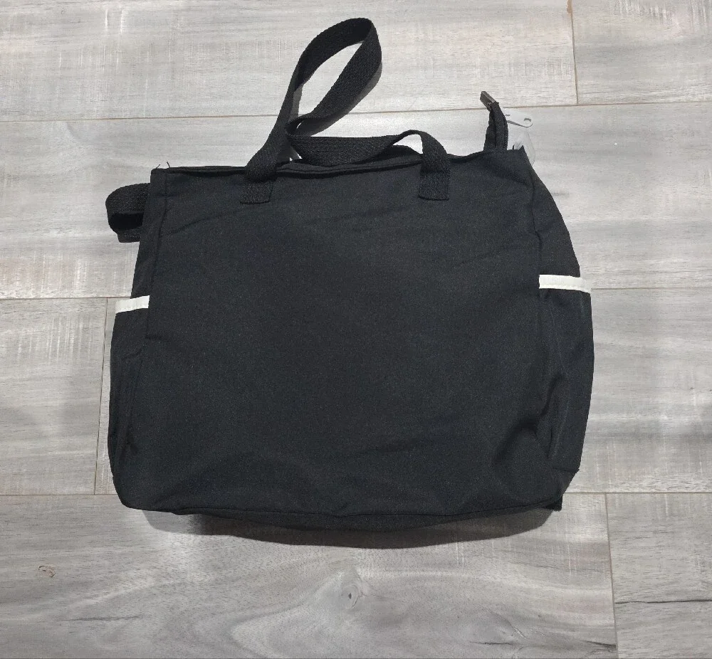 Men's Black Canvas Tote Bag with White Accents - Casual Everyday Carry
